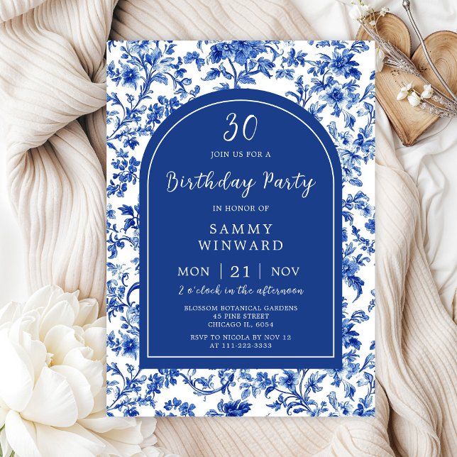 Invitación Fiesta de Cumpleaños con Chinoiserie Antigua Delft (Subido por el creador)