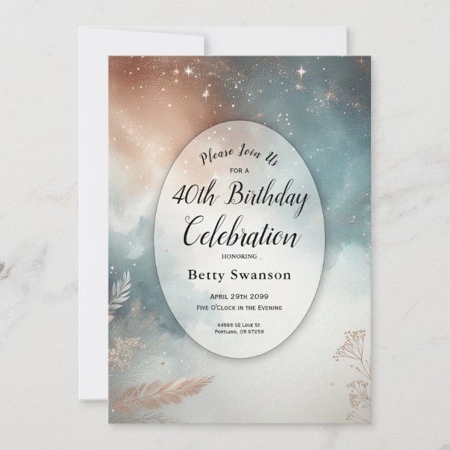 Invitación Fiesta de Cumpleaños con Cielos de Estrellas de Te (Anverso)