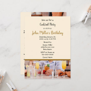 Invitación Fiesta de Cumpleaños con Cóctel Moderno