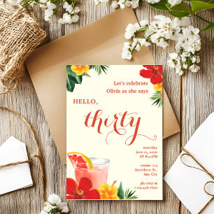 Invitación Fiesta de cumpleaños con cóctel rojo y amarillo
