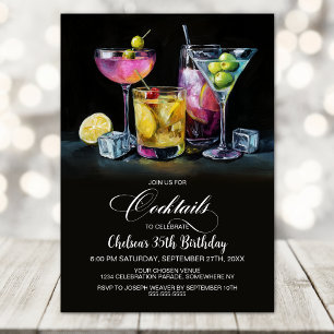 Invitación Fiesta de Cumpleaños con Cócteles Coloridos