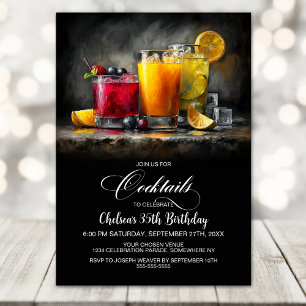 Invitación Fiesta de Cumpleaños con Cócteles Coloridos