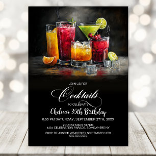 Invitación Fiesta de Cumpleaños con Cócteles Coloridos