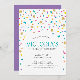 Invitación Fiesta de Cumpleaños con Confeti Colorido