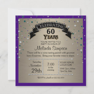 Invitación Fiesta de Cumpleaños con Confeti de Joyas Falsas