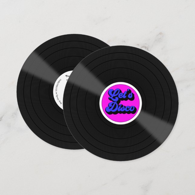 Invitación Fiesta de Cumpleaños con Disco de Vinilo "¡Vamos a (Anverso / Reverso)