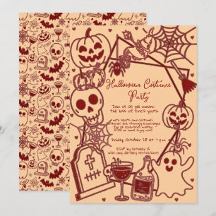 Invitación Fiesta de Cumpleaños con Disfraces de Halloween Di
