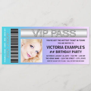 Invitación Fiesta de cumpleaños con entrada azul turquesa y p