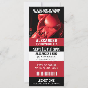 Invitación Fiesta de Cumpleaños con Entrada de Boxeo
