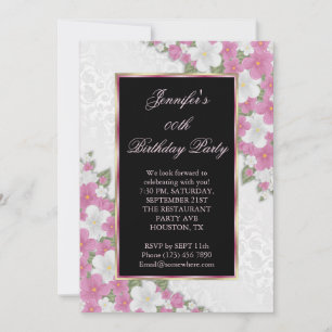 Invitación Fiesta de cumpleaños con esquina de fucsia enmarca