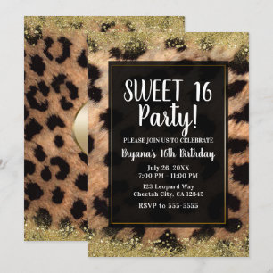 Invitación Fiesta de Cumpleaños con Estampado de Guepardo y B
