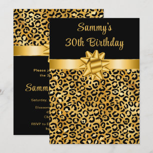 Invitación Fiesta de Cumpleaños con Estampado de Leopardo Dor