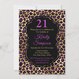 Invitación Fiesta de Cumpleaños con Estampado de Leopardo Dor