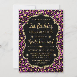 Invitación Fiesta de Cumpleaños con Estampado de Leopardo Dor