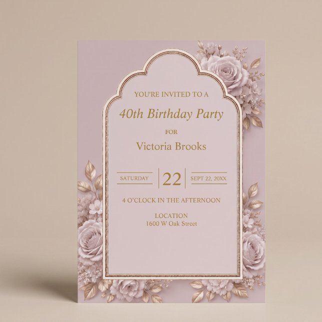 Invitación Fiesta de Cumpleaños con Floral Malva (Subido por el creador)