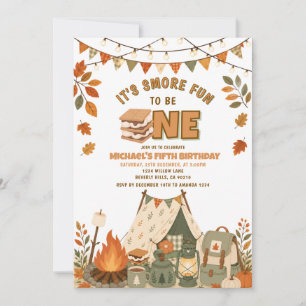 Invitación Fiesta de cumpleaños con fogata otoñal