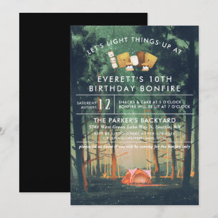 Invitación Fiesta de Cumpleaños con Fogata y S'mores para Aca