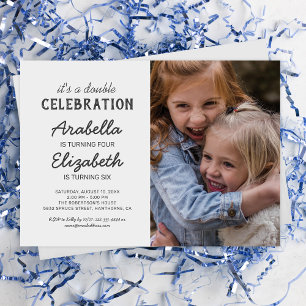 Invitación Fiesta de Cumpleaños con Foto Conjunta Sencilla