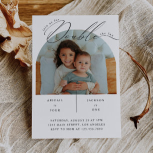 Invitación Fiesta de Cumpleaños con Foto de Doble Celebración