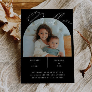 Invitación Fiesta de Cumpleaños con Foto de Doble Celebración