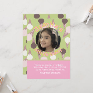 Invitación Fiesta de Cumpleaños con Foto de Helado