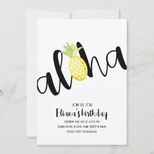 Invitación Fiesta de Cumpleaños con Foto de Luau Minimalista