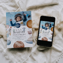 Invitación Fiesta de cumpleaños con foto de niños en acuarela