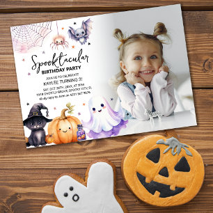 Invitación Fiesta de cumpleaños con foto Spooktacular linda