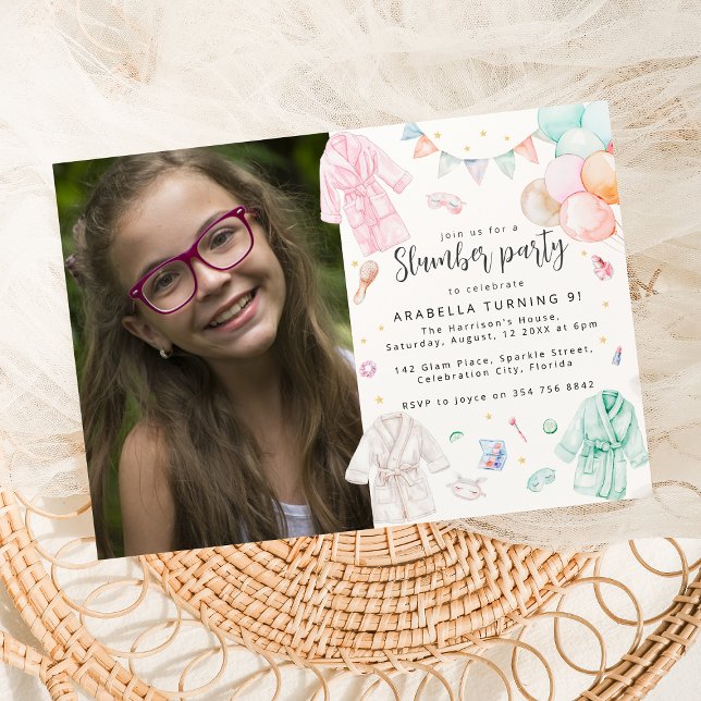 Invitación Fiesta de Cumpleaños con Fotos de Chicas en Pijama (Subido por el creador)