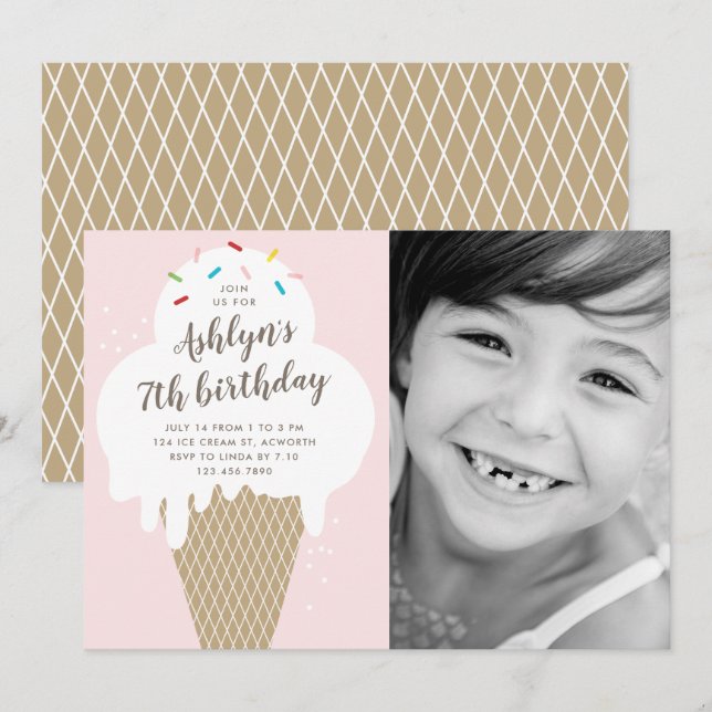 Invitación Fiesta de cumpleaños con fotos de niños con crema  (Anverso / Reverso)