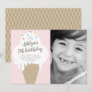 Invitación Fiesta de cumpleaños con fotos de niños con crema