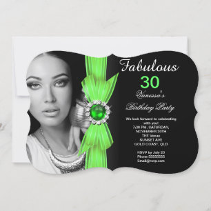 Invitación Fiesta de Cumpleaños con Fotos Fabulosas Lima Verd