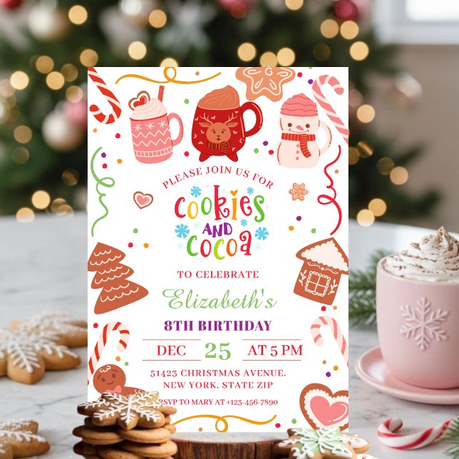 Invitación Fiesta de cumpleaños con galletas de Navidad y cac (Subido por el creador)