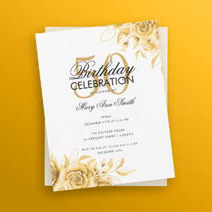 Invitación Fiesta de cumpleaños con glam floral de presupuest