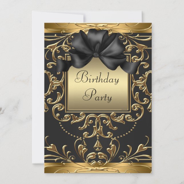 Invitación Fiesta de Cumpleaños con Glamour de la Antigua Hol (Anverso)
