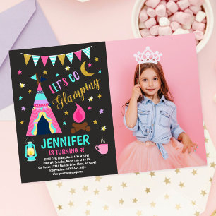 Invitación Fiesta de cumpleaños con glamping