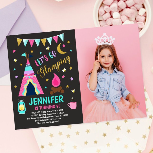 Invitación Fiesta de cumpleaños con glamping  (Subido por el creador)