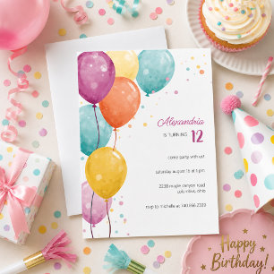 Invitación Fiesta de Cumpleaños con Globos Coloridos
