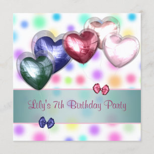 Invitación Fiesta de Cumpleaños con Globos de Lunares Pastel