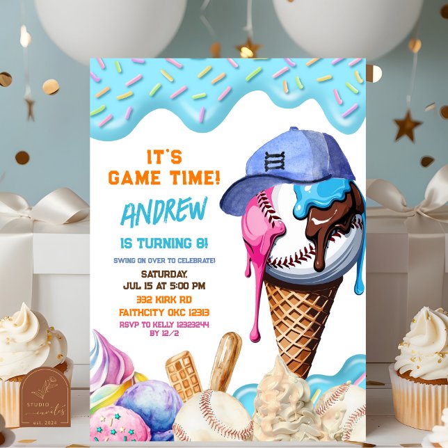 Invitación Fiesta de Cumpleaños con Helado Derramándose de Bé (Subido por el creador)