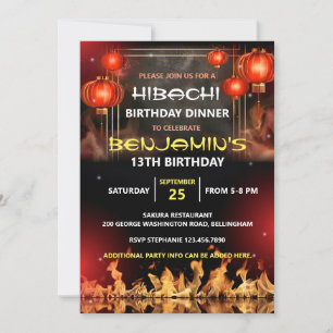 Invitación Fiesta de cumpleaños con hibachi