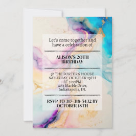 Invitación Fiesta de Cumpleaños con Impresión de Mármol Elega