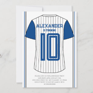 Invitación Fiesta de Cumpleaños con Jersey Azul de Béisbol