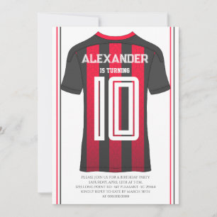 Invitación Fiesta de Cumpleaños con Jersey de Fútbol de Rayas