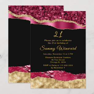 Invitación Fiesta de Cumpleaños con Lágrimas de Glamour en Bu