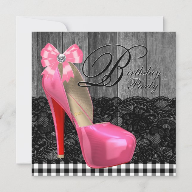 Invitación Fiesta de Cumpleaños con Madera de Granero Rústica (Anverso)