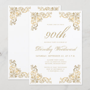 Invitación Fiesta de Cumpleaños con Marco de Oro Elegante