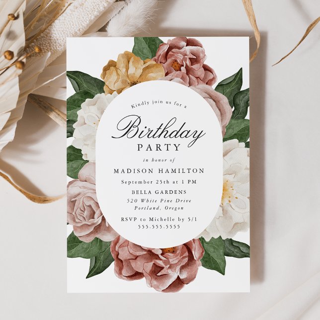 Invitación Fiesta de cumpleaños con marco floral de jardín vi (Subido por el creador)