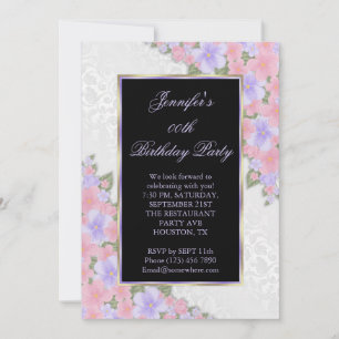 Invitación Fiesta de Cumpleaños con Marco Floral en la Esquin