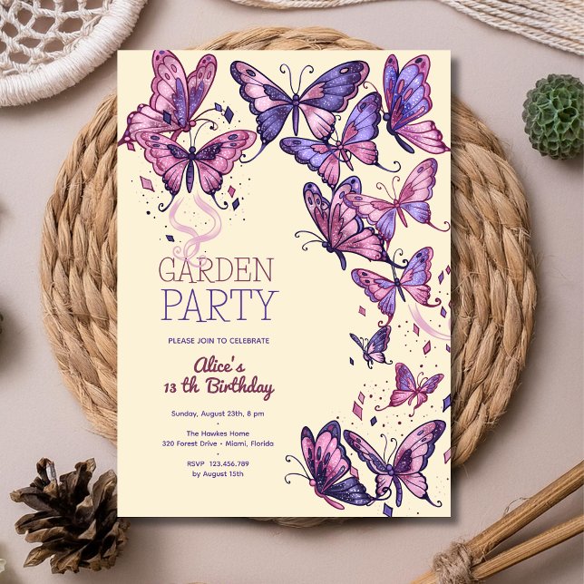 Invitación Fiesta de cumpleaños con mariposas (Subido por el creador)